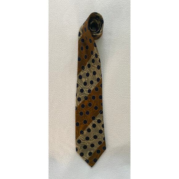 Bachrach Men’s 100% Silk Striped & Black Polka Dots ~ NEW $59 ~ Made In Italy - Picture 1 of 3